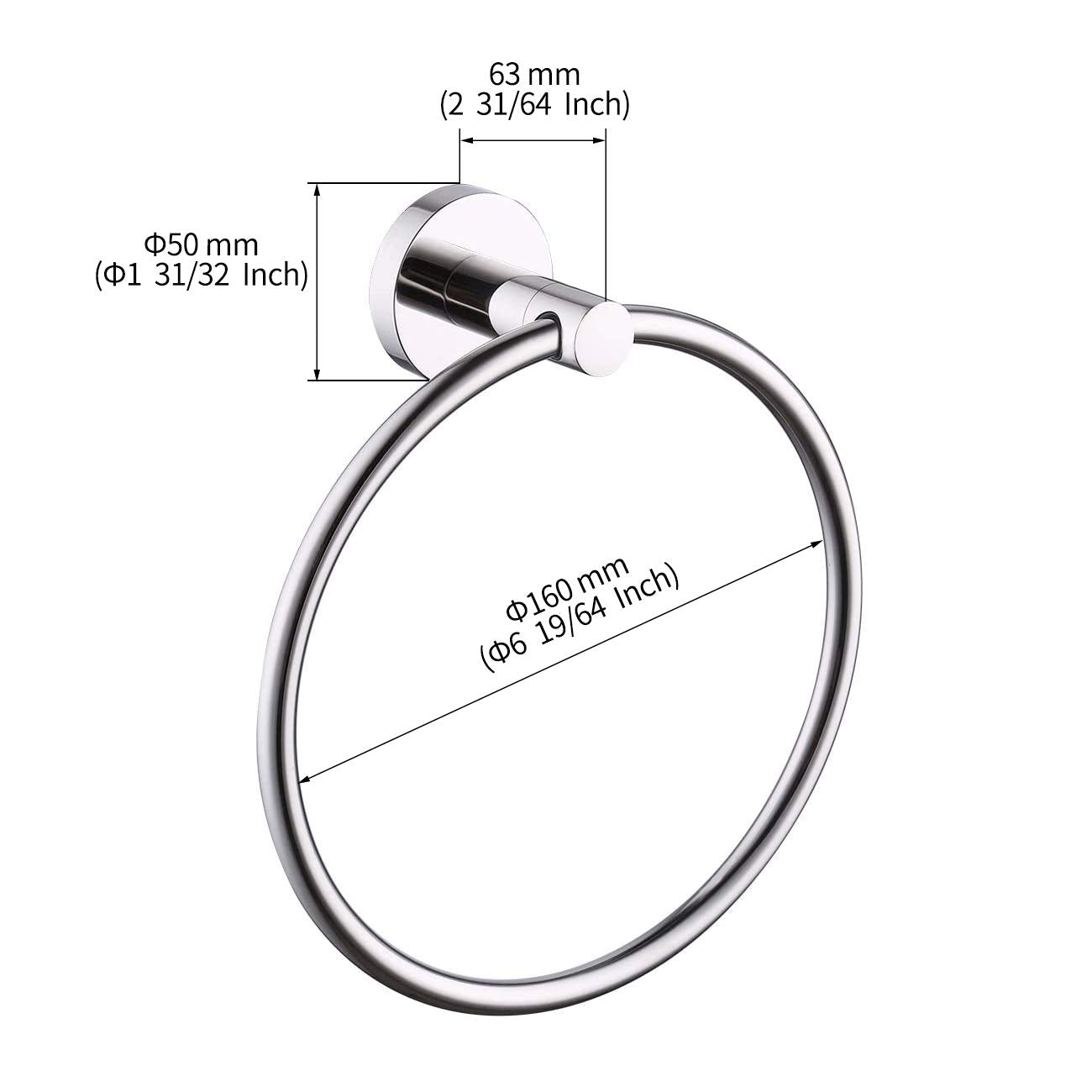 KES Bathroom Hand Towel Holder Towel Ring Round Bath Towel Holder Wall Mount SUS 304 Stainless Steel Polished Finish  A2180